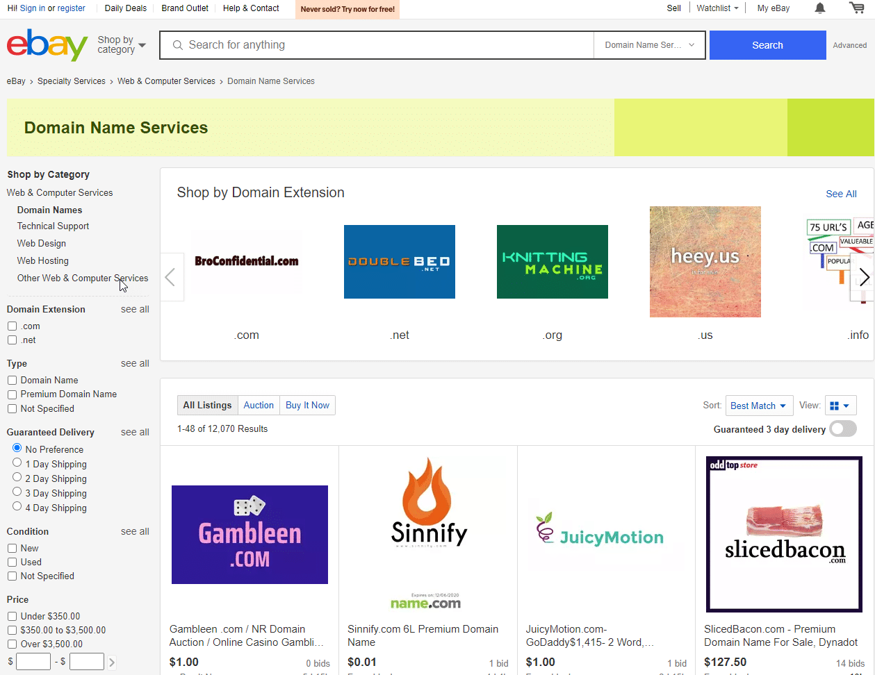 ebay domain services