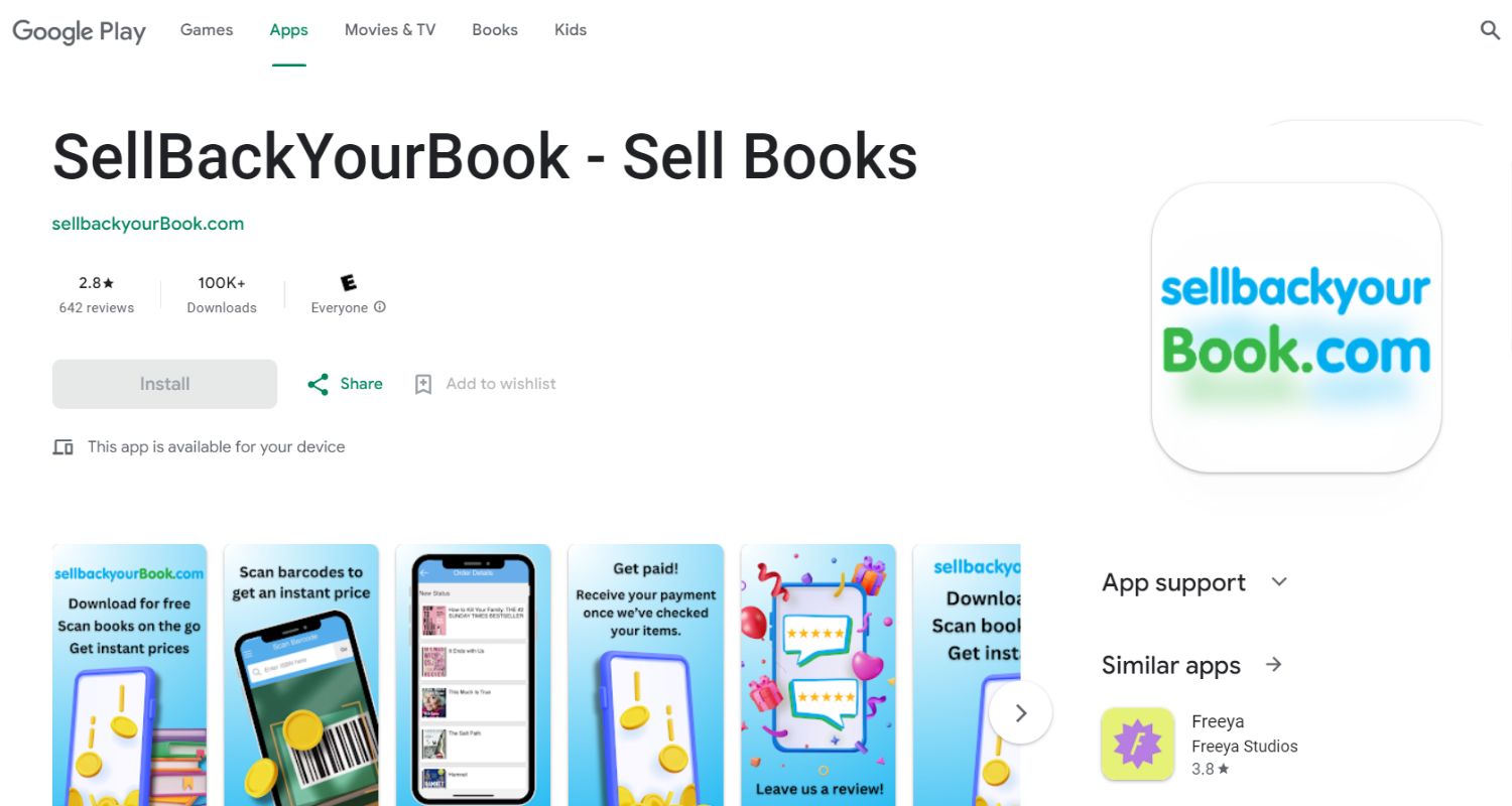 sellbackyourbook app on playstore