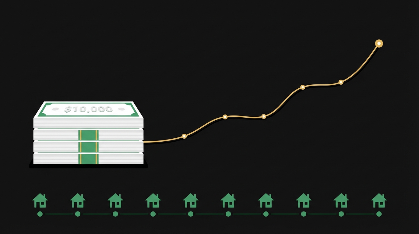 Illustration of projected growth of $10,000 over 10 years